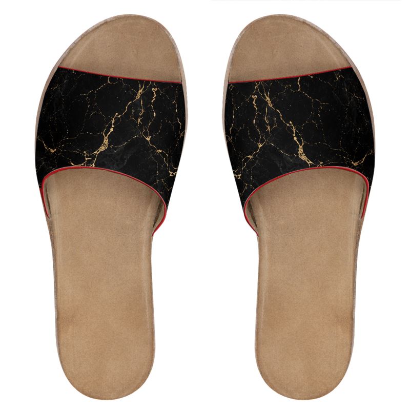 Womens Leather Sliders
